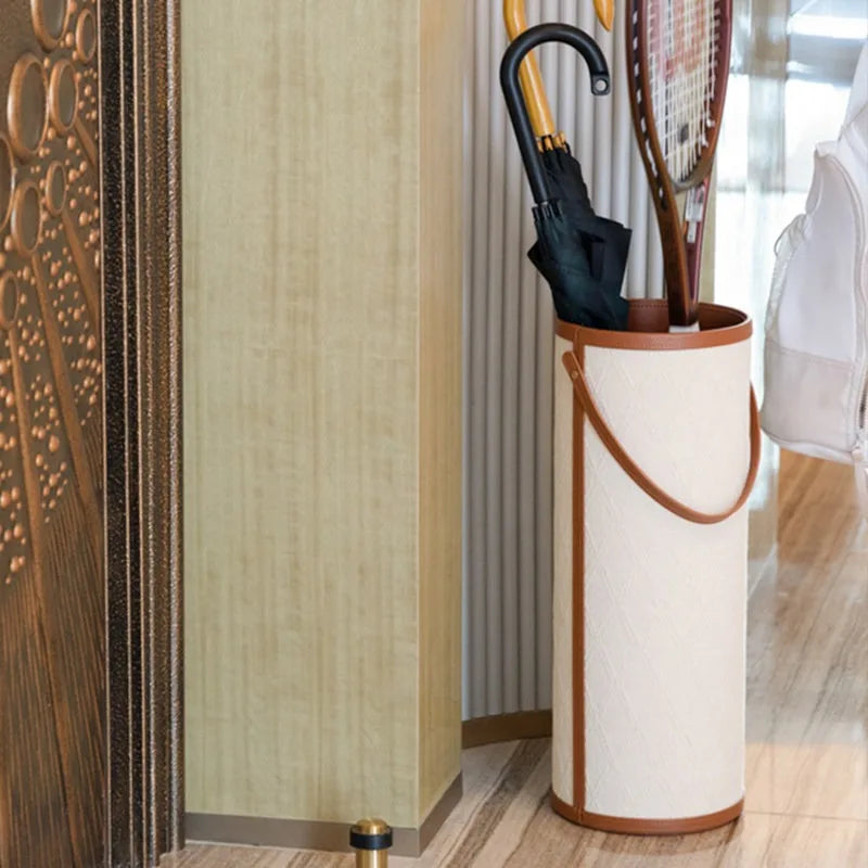 Luxury Leather Umbrella Stand – Modern Decorative Entrance Bucket Umbrella Stand Axl