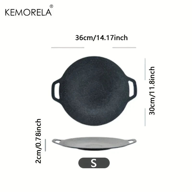 KEMORELA Non-Stick Korean BBQ Grill Pan | Induction & Camping BBQ Grill Pan Axl 30CM