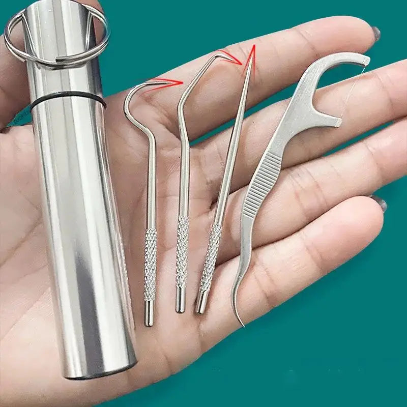 Stainless Steel Reusable Toothpick & Floss Set | Oral Care Oral Care Kit Axl