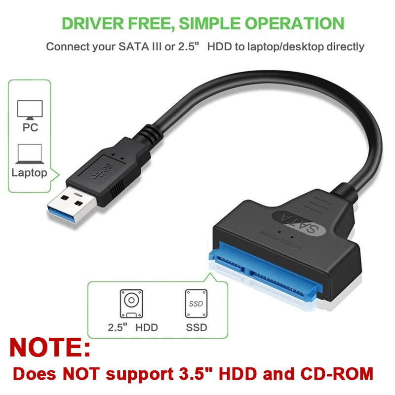 SATA to USB 3.0 Adapter Cable – 6 Gbps for 2.5" HDD & SSD SATA USB Adapter Cable Axl