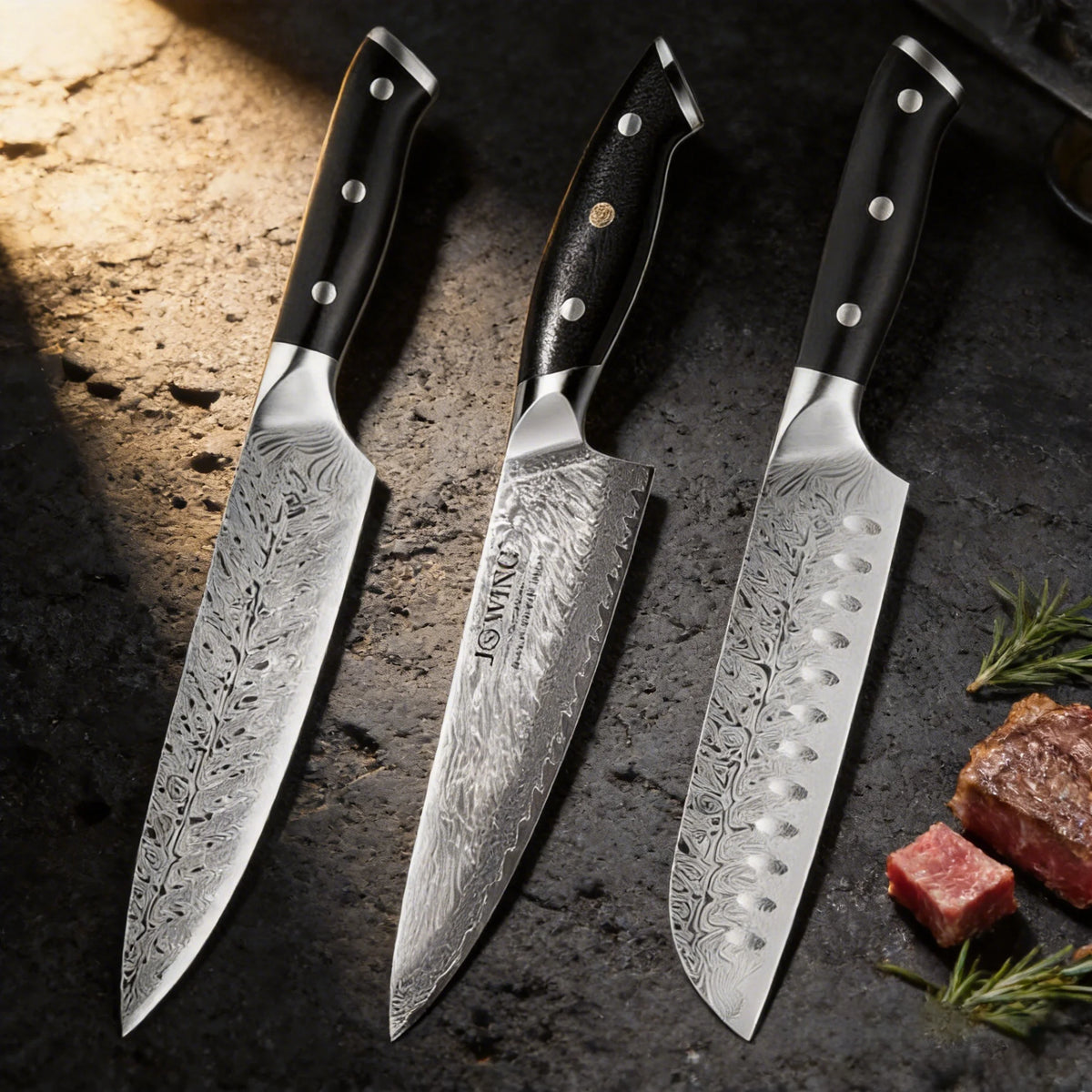 Damascus Carbon Steel Chef's Knife – 20cm Anti-Slip Kitchen Knife Chef's Kitchen Knife Axl