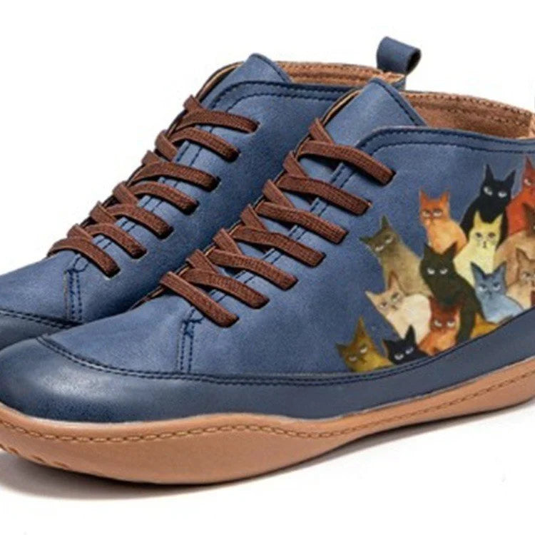 Women's Slip-On Ankle Boots with Fur – Square Heel PU Women's Ankle Boots Axl 37 F59blue