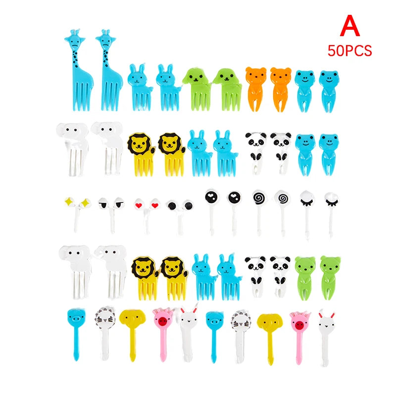 50/60 Pcs Cartoon Fruit Forks – Party Dessert & Snack Picks Party Food Picks Axl A50Pcs