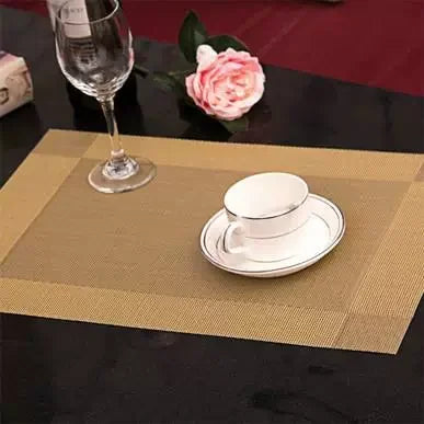 PVC Striped Non-Slip Placemat – Insulated Kitchen Table Mat Kitchen Placemat Axl S Gold