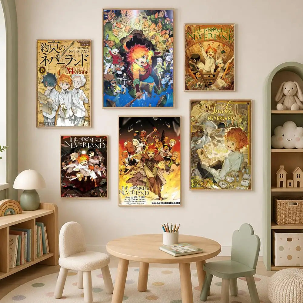 The Promised Neverland Anime Poster – HD Self-Stick PVC Wall Art Anime Wall Poster Axl