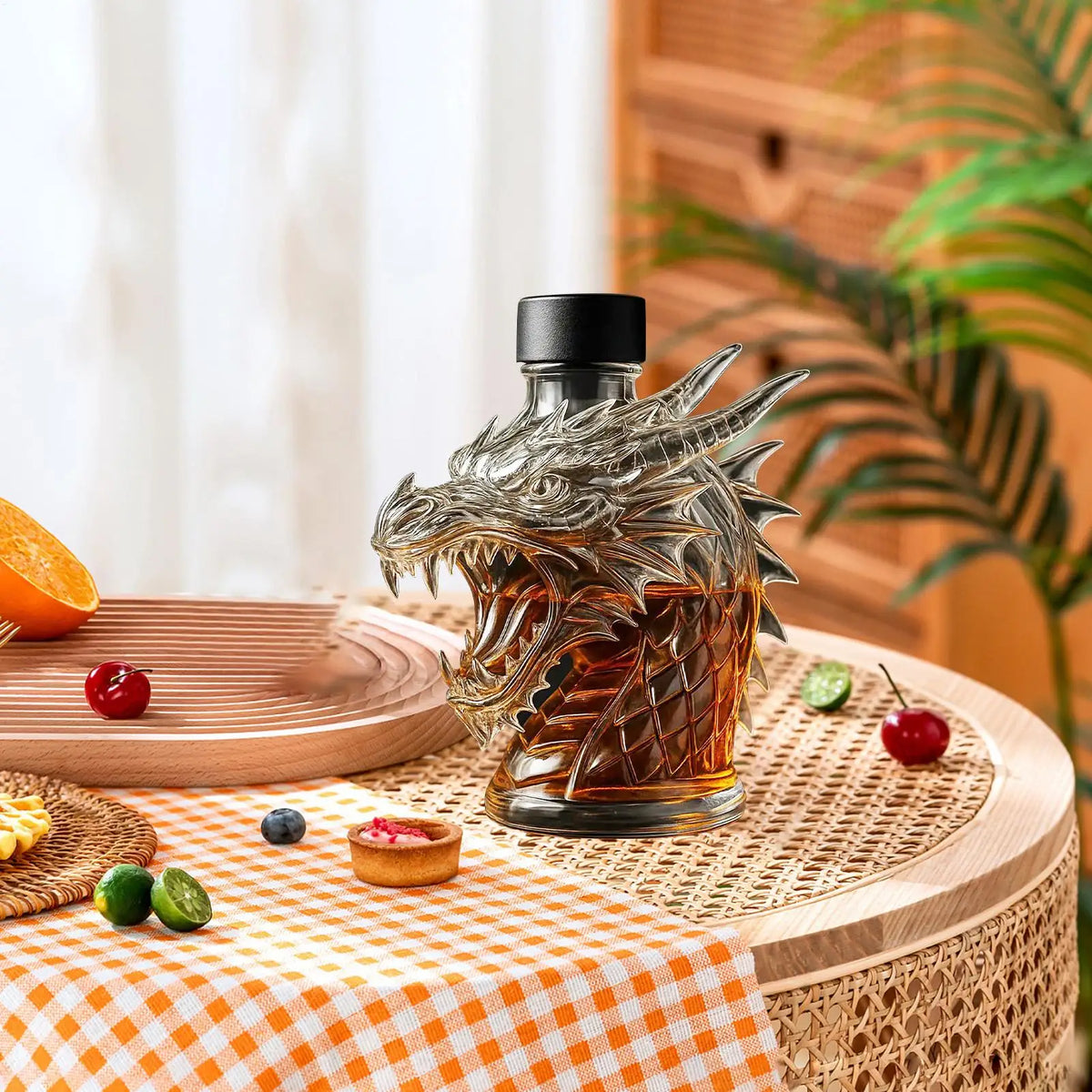 Clear Glass Dragon Decanter – Novelty Collectible Liquor Bottle Glass Decanter Axl