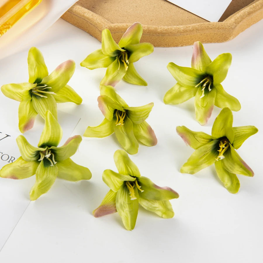 Silk Lily Artificial Flowers 10/20 Pcs – Wedding & Home Decor Artificial Silk Flowers Axl green 10 pcs