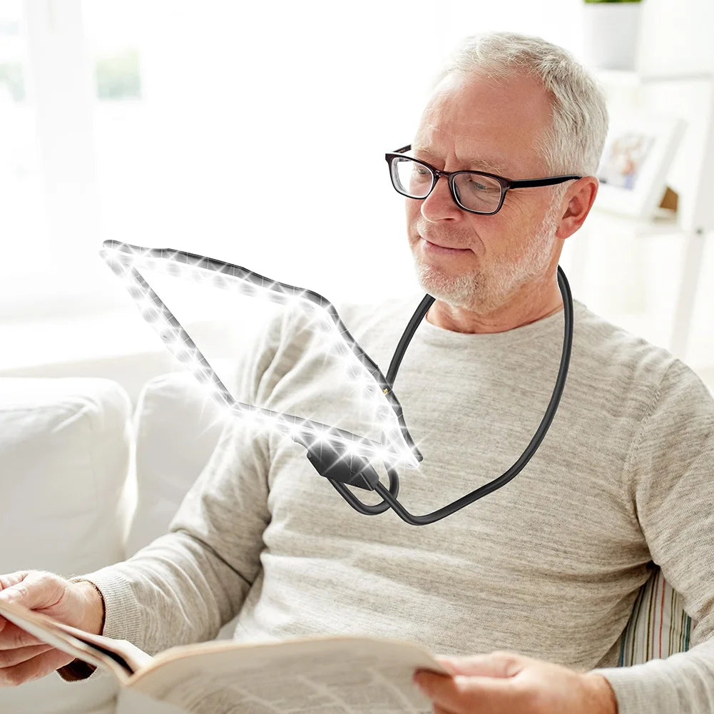 Hands-Free Neck Magnifier – 50 LED Rechargeable Large Screen Hands-Free Magnifier Axl