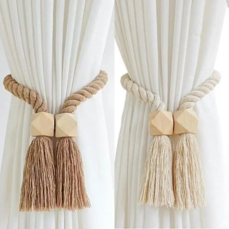 Magnetic Wooden Tassel Curtain Holdbacks – Set of 2 Curtain Holdbacks Axl