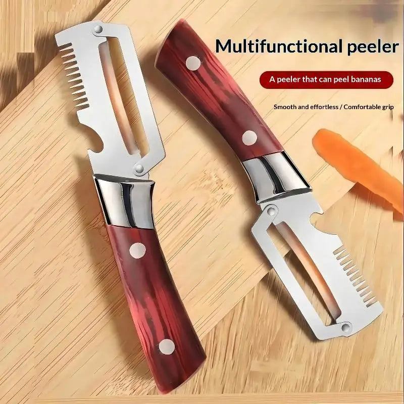3-in-1 Serrated Vegetable Peeler with Bottle Opener | Stainless Steel Vegetable Peeler Axl