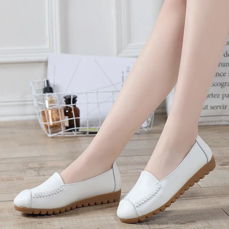 Women's Knit Ballet Flats – Pointed Toe Slip-On Loafers Ballet Flat Shoes Axl White 39