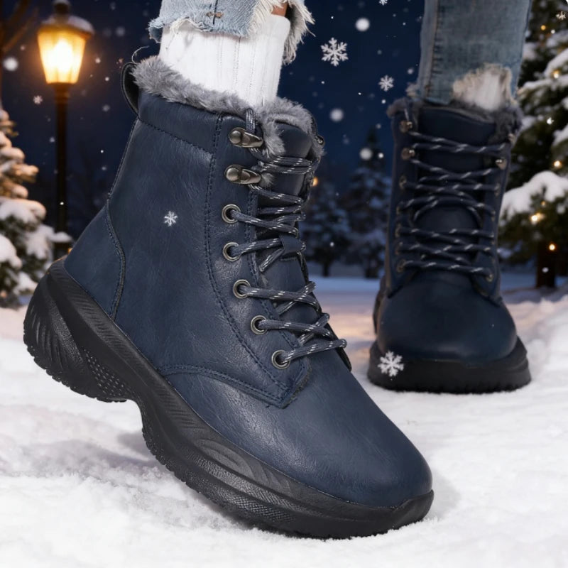 Women's Winter Snow Boots Wedge Lace-Up Warm Waterproof Women's Snow Boots Axl