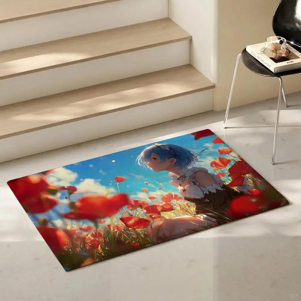 Re:Zero Flannel Floor Mat – Non-Slip Soft Plush Anime Rug Anime Floor Mat Axl