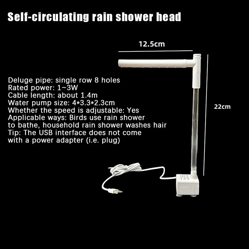 USB Electric Parrot Bird Bath – Circulating Water Shower Fountain Bird Bath Fountain Axl 03