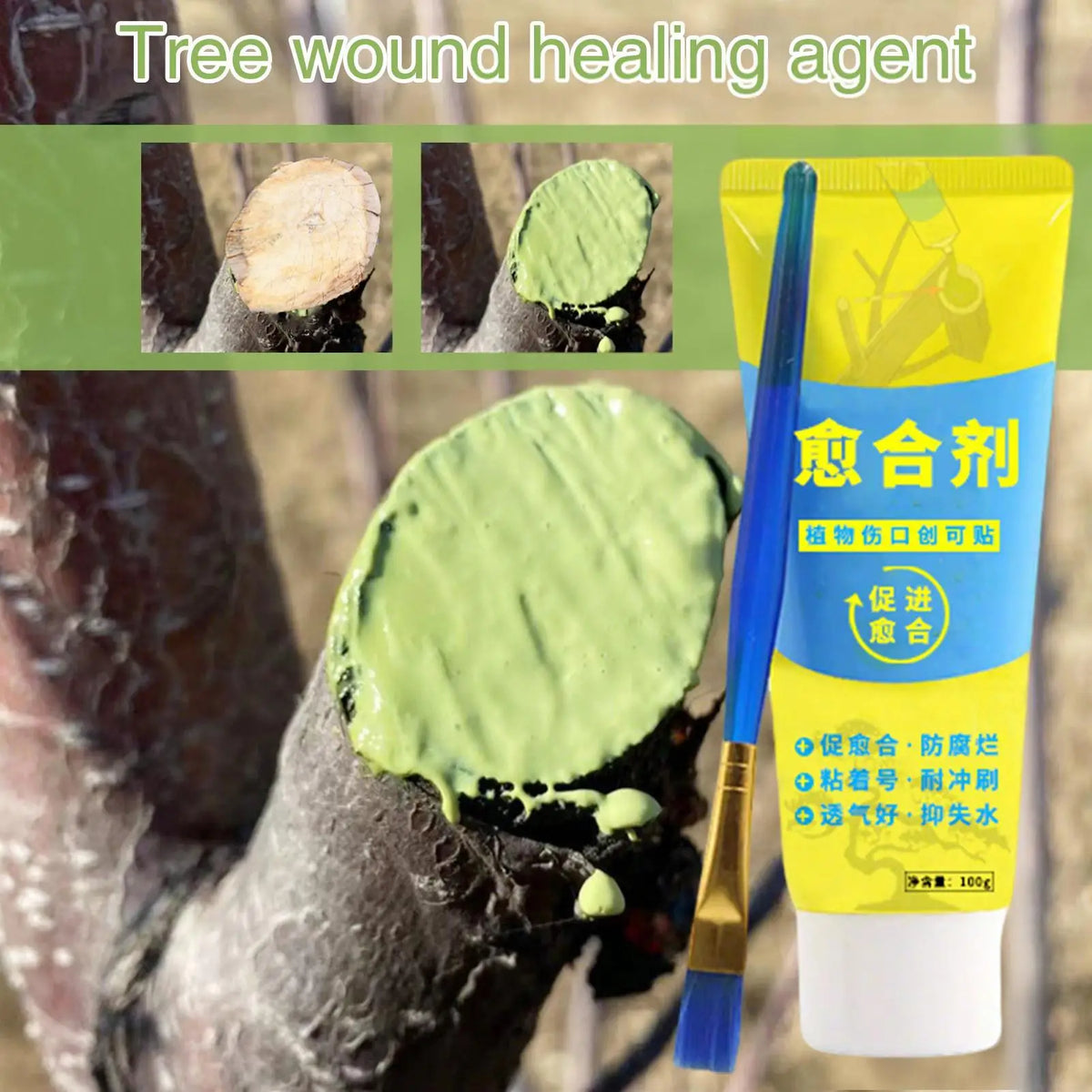 Tree Pruning Sealer 100g – Grafting Coating Cream with Brush Tree Pruning Sealer Axl