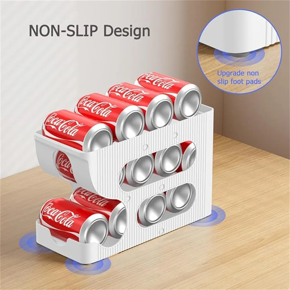 Rolling Soda Can Organizer – Fridge Beer & Soda Can Dispenser Can Organizer Axl