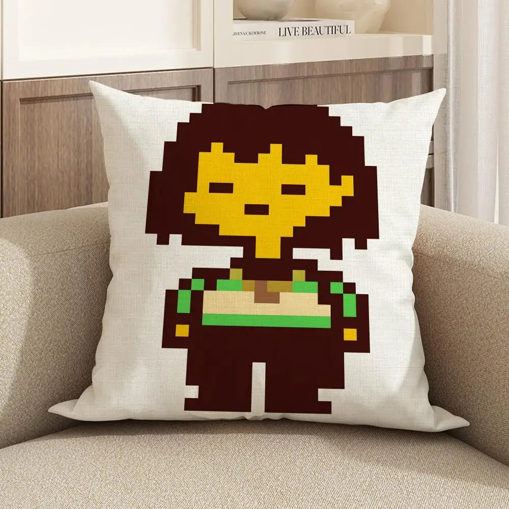 Undertale Linen Cushion Cover | Sofa, Bed & Chair Pillow Case Linen Cushion Cover Axl White6 45X45cm