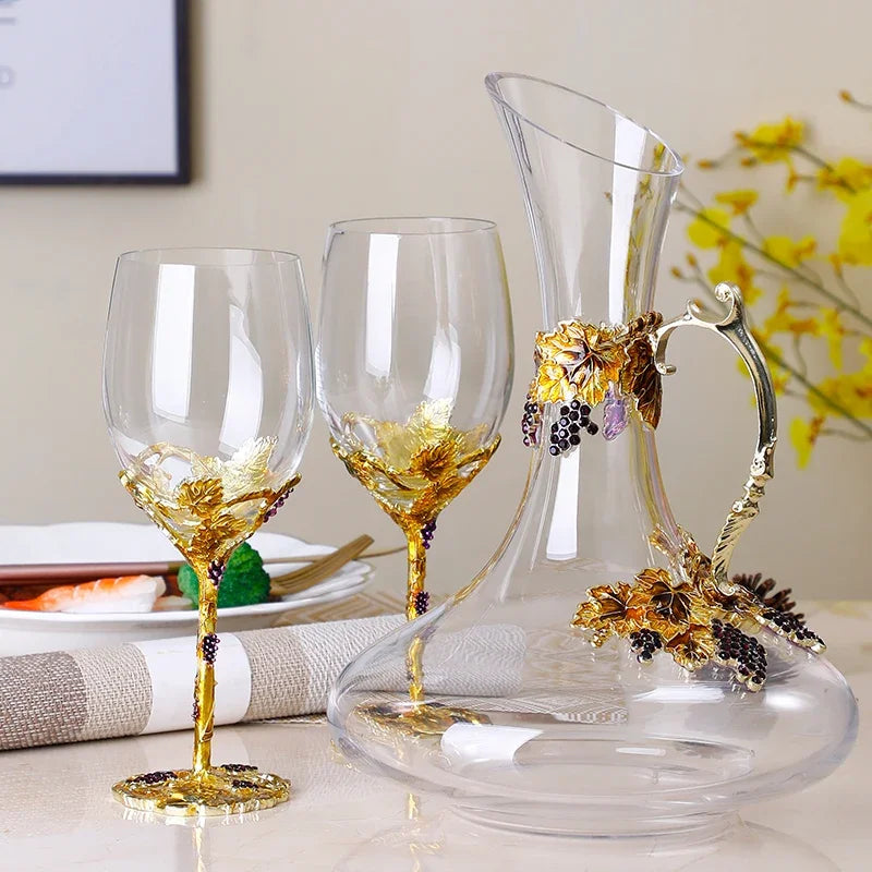 Enamel Crystal Wine Glass & Decanter Set | Gift Box Crystal Wine Glass Set Axl 201-300ml Style 3