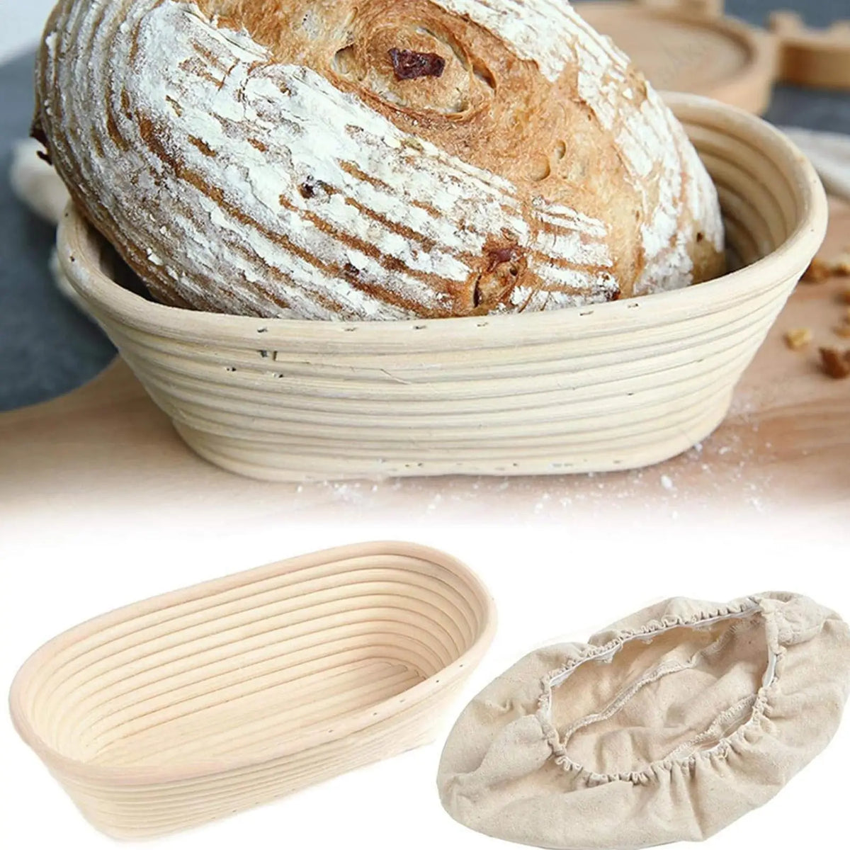 Rattan Bread Proofing Basket with Liner | Home & Pro Bakers Bread Proofing Basket Axl