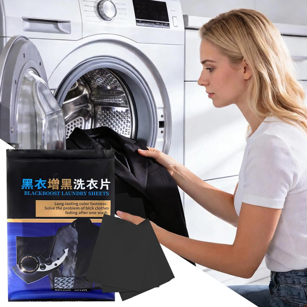 50-Pack Black Clothing Color Restorer Laundry Sheets Laundry Color Sheets Axl