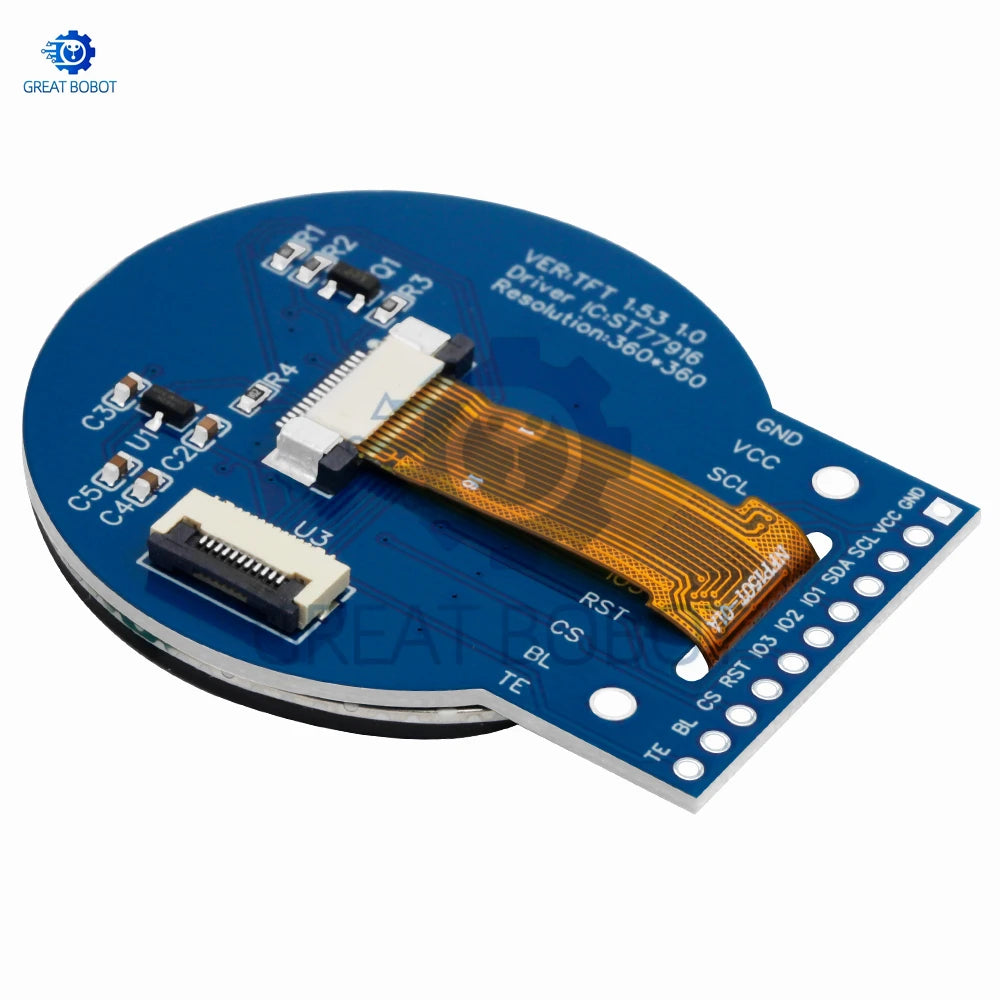 1.5" Round TFT LCD Screen 360×360 ST7701 QSPI Full-Color Display TFT LCD Screen Axl