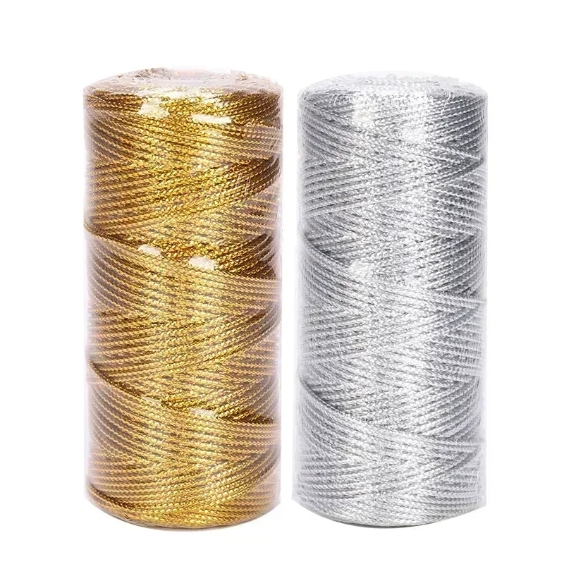 1.5mm Gold & Silver Metallic Macrame Cord – 100M Craft Rope Metallic Craft Cord Axl