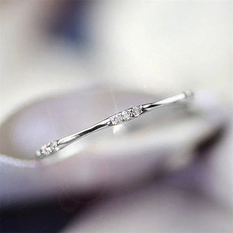 Huitan Thin CZ Rings for Women – Trendy Cubic Zirconia Jewelry Fashion Ring Axl