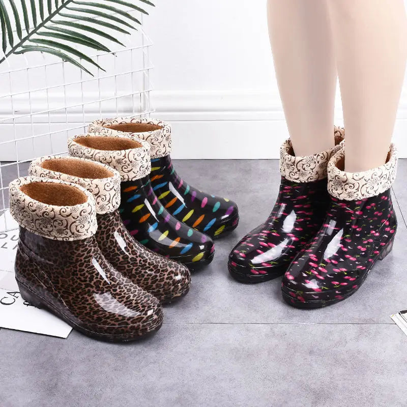 Lorilury Women's Non-Slip PVC Ankle Rain Boots | Galoshes Women's Rain Boots Axl