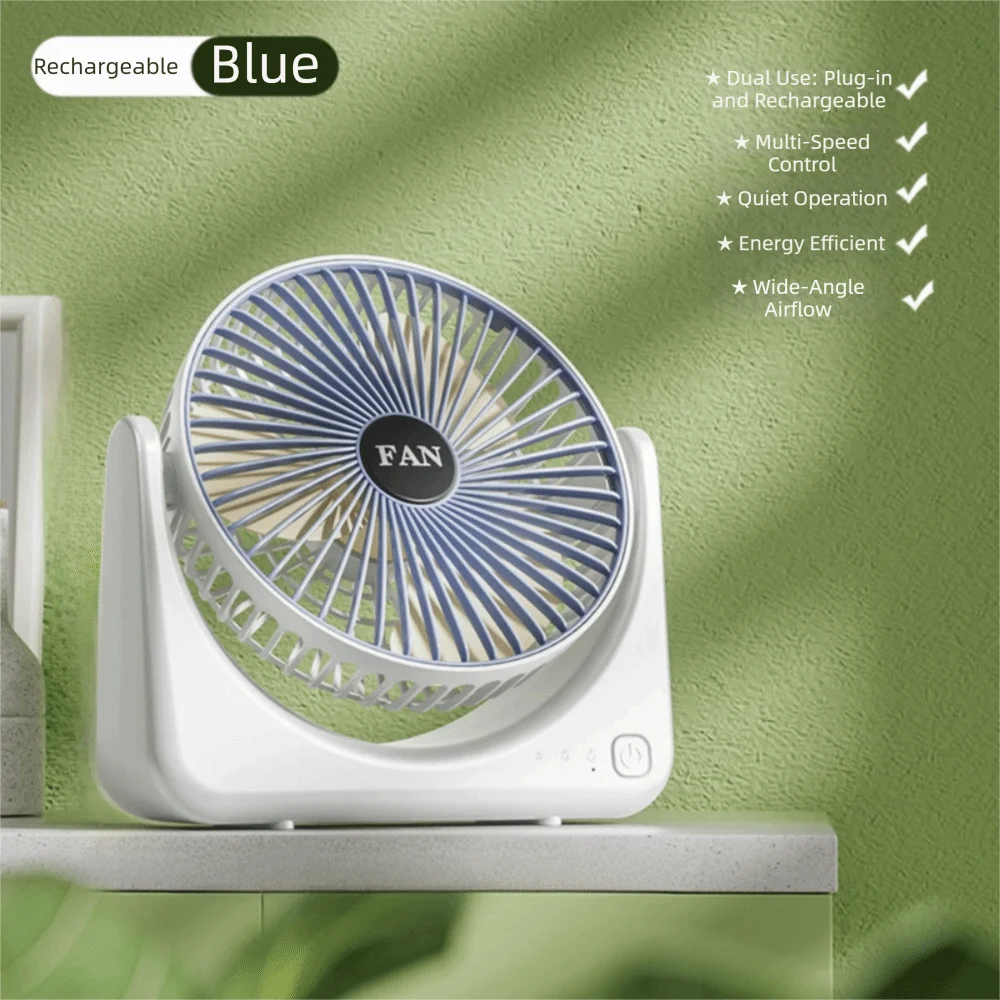 USB Desktop Mini Fan – 3-Speed Silent Portable Desk Fan Desktop Mini Fan Axl Blue