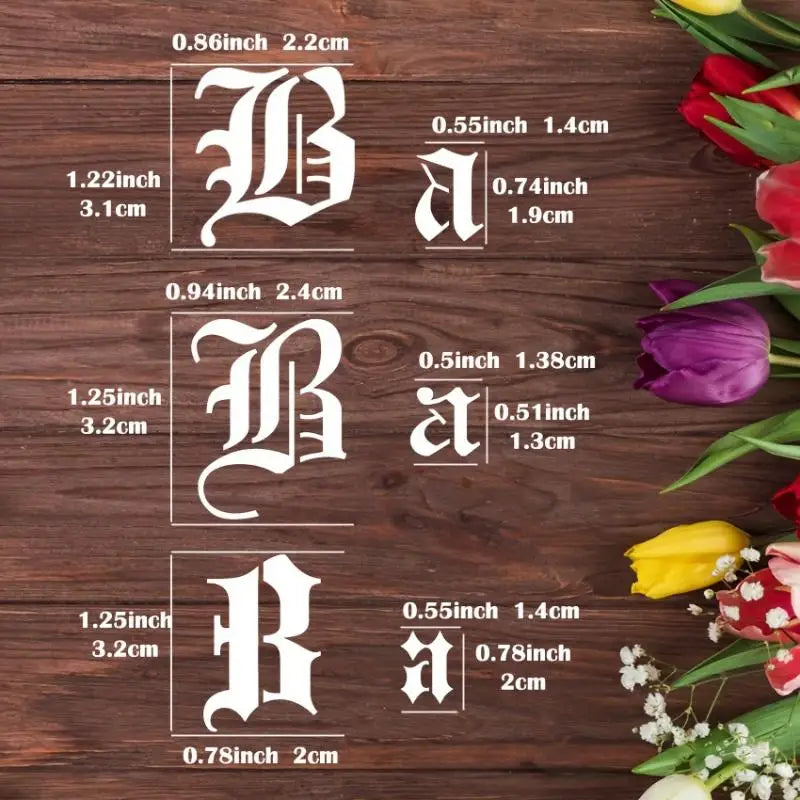 6-Pack Gothic Calligraphy Stencils – Old English Letter Templates Craft Stencil Set Axl