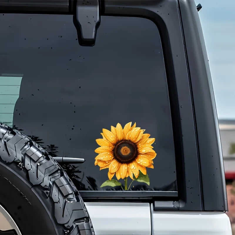 Waterproof Sunflower & Water Droplet Stickers for Cars & Laptops Decorative Stickers Axl