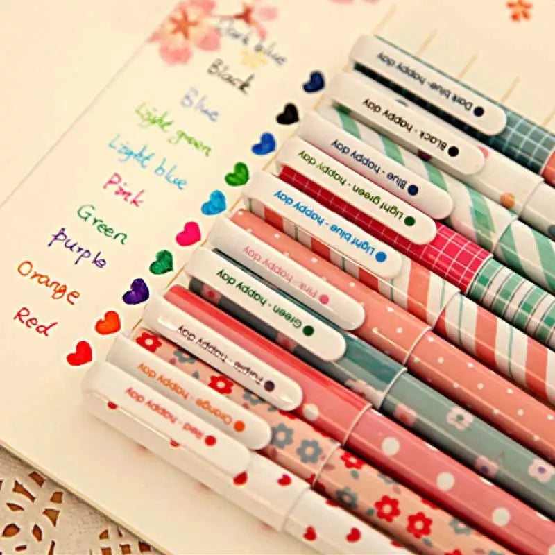 10-Piece Cute Colored Gel Pen Set – 0.38mm Fine Tip School Pens Gel Pen Set Axl