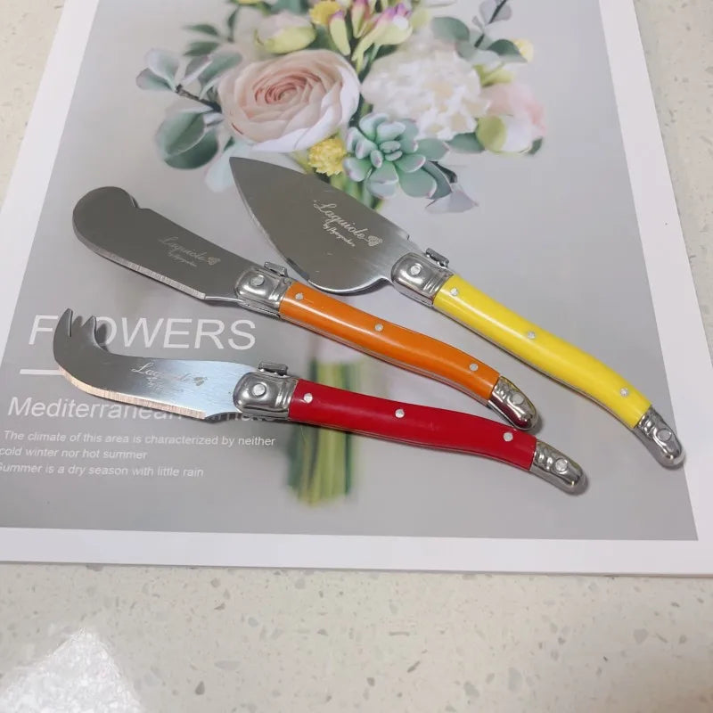 3-Piece Laguiole Style Cheese Knife Set – Butter Spreader & Slicer Cheese Knife Set Axl 3pcs rainbow