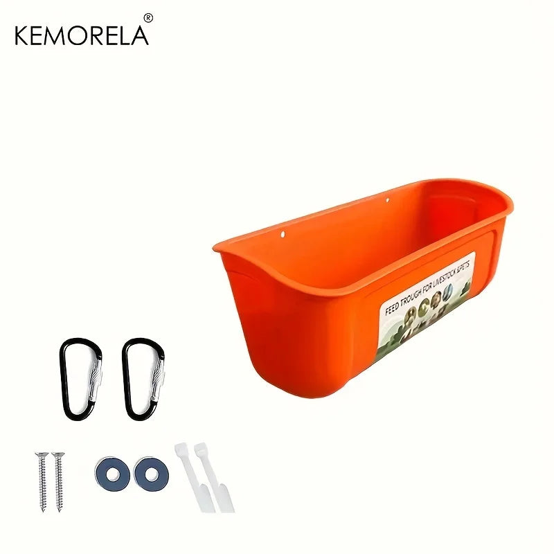 KEMORELA Large Hanging Chicken Feeder – Fence-Mounted Poultry Poultry Feeder Axl Orange