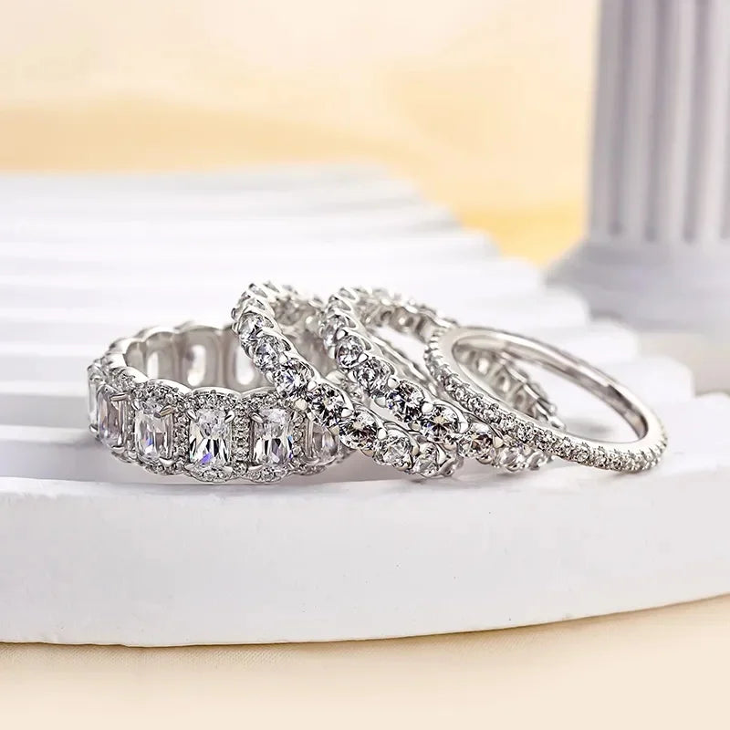 Huitan 4-Piece CZ Bridal Ring Set | Women's Wedding Jewelry Bridal Ring Set Axl
