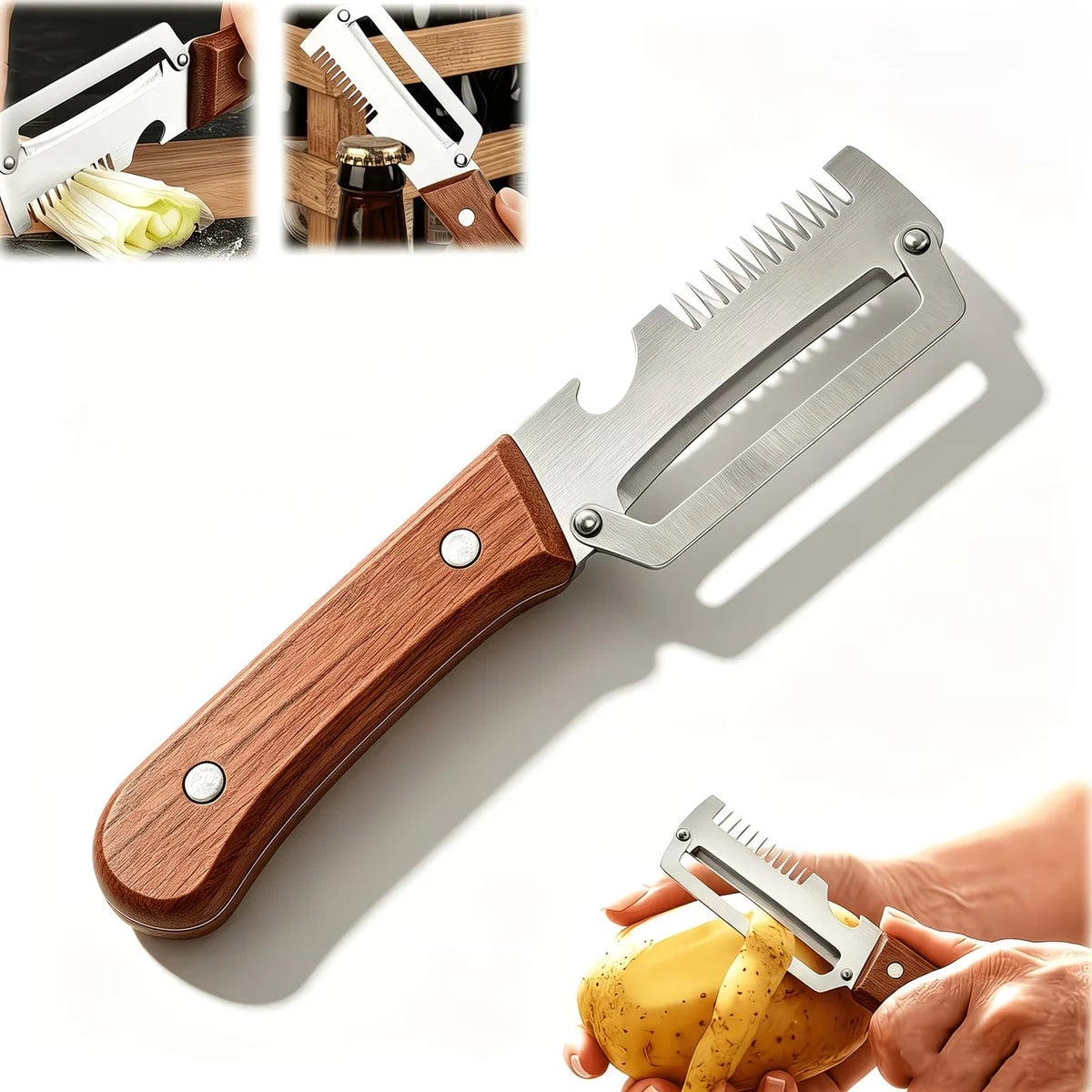 Stainless Steel Peeler with Wooden Handle | Fruit & Veg Vegetable Peeler Axl