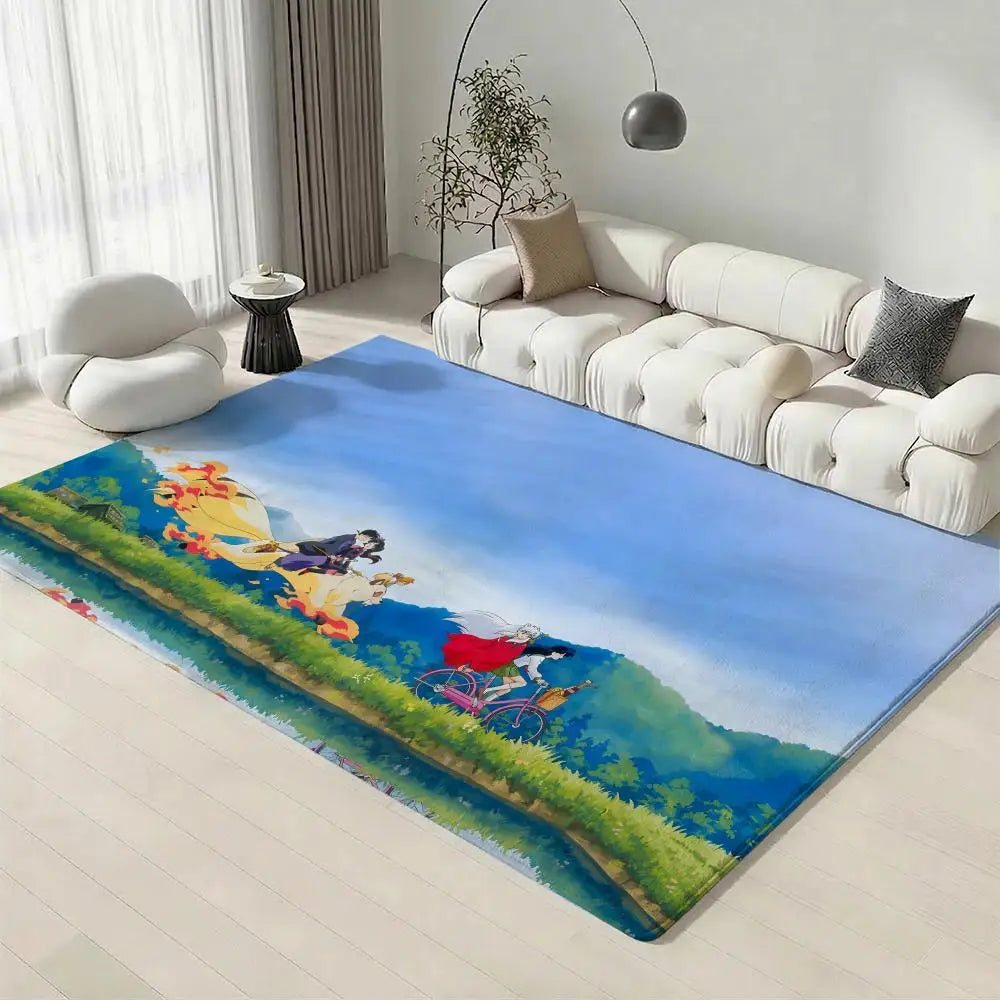 Anime Inuyasha Flannel Floor Mat – Non-Slip Soft Indoor Rug Anime Floor Mat Axl