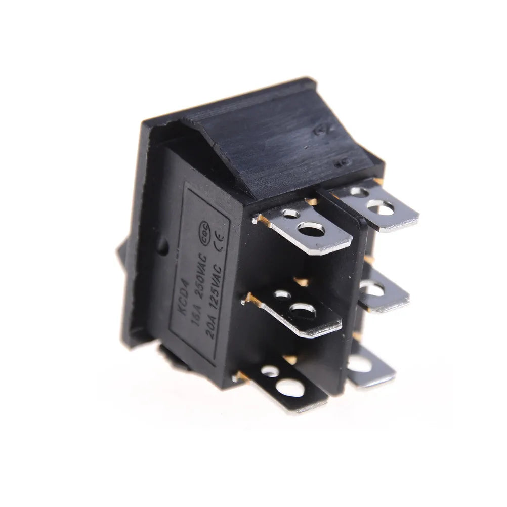 KCD4 Rocker Switch Black DPDT ON/OFF/ON 6 Pin 16A 250VAC Rocker Switch Axl