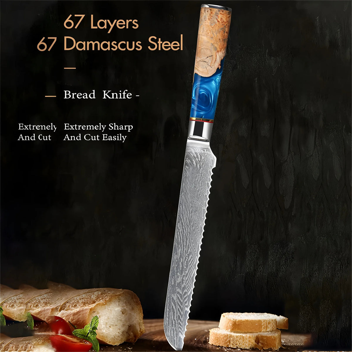67-Layer Damascus Steel Chef Knife – Sharp Kitchen Utility Damascus Chef Knife Axl