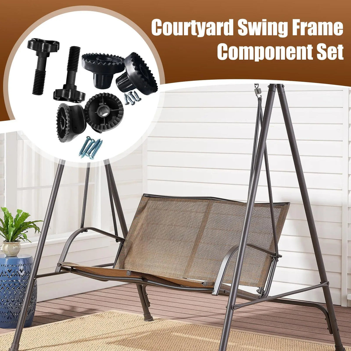 Swing Chair Canopy Bracket Replacement Kit – Rustproof Outdoor Swing Canopy Frame Kit Axl