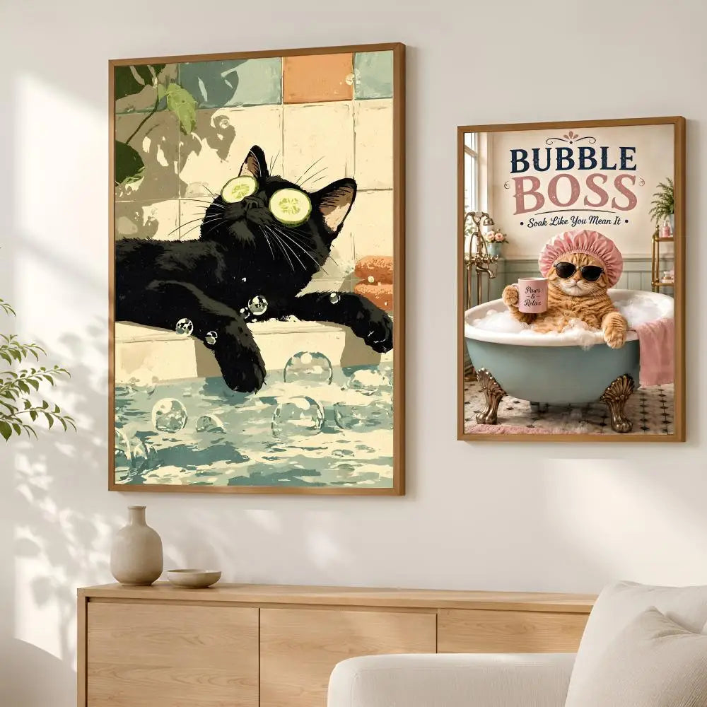 Fun Bathroom Animals Self-Stick PVC Wall Art Poster | Waterproof Wall Art Poster Axl