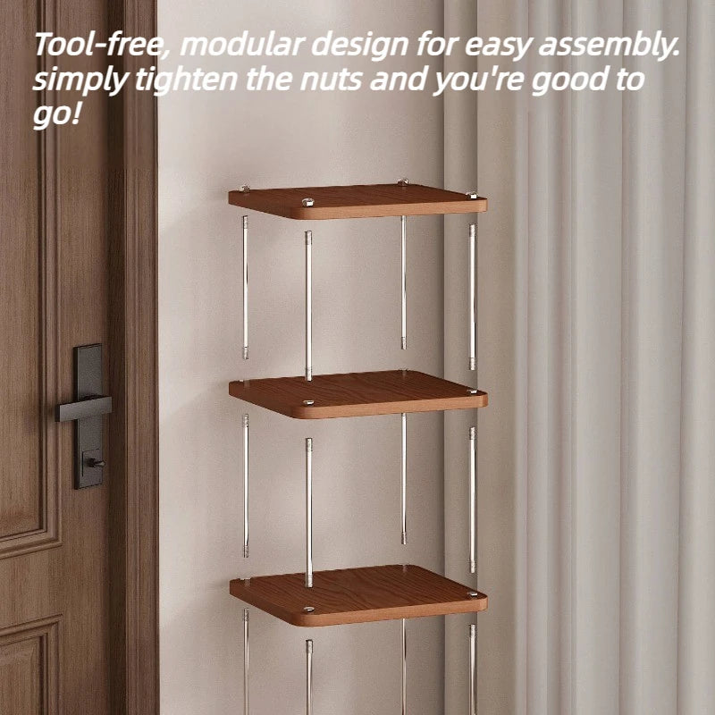 Wooden Multi-Layer Square Storage Rack – Stackable Shelf Wooden Storage Shelf Axl
