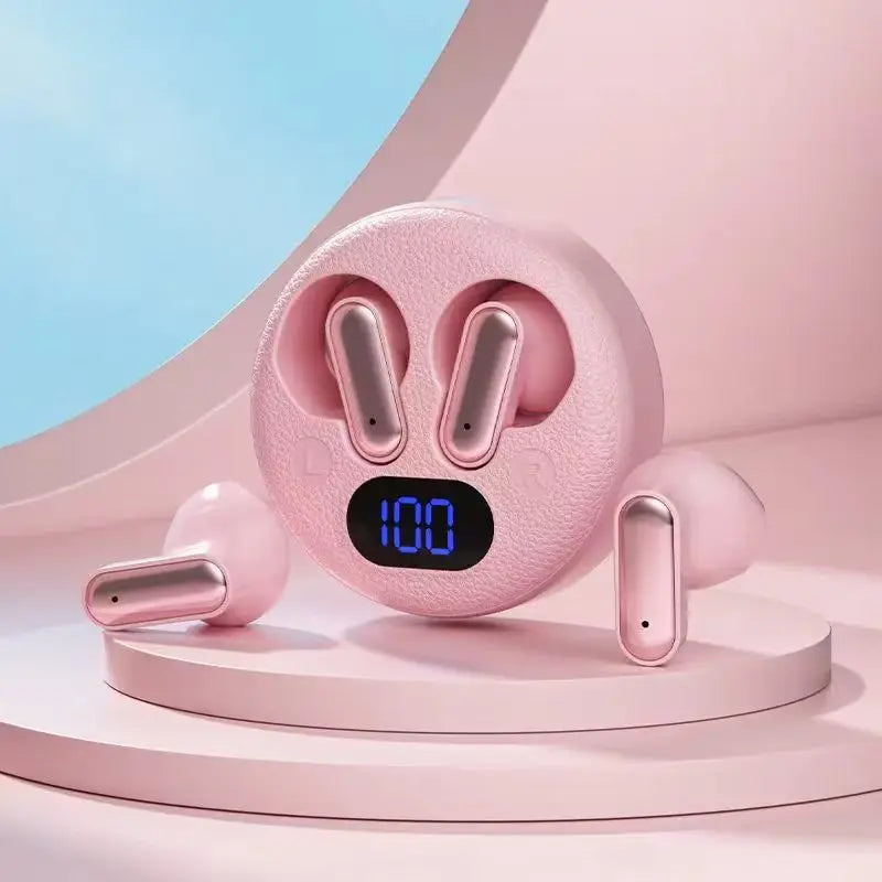 X19 Pink Bluetooth Earbuds – HiFi Stereo & LED Charging Case Wireless Earbuds Axl