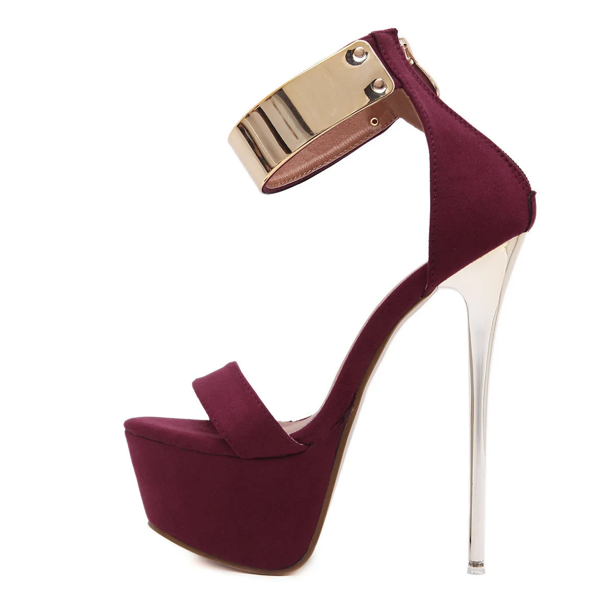 Women's Platform Stiletto Sandals – Open Toe 16cm High Heel Platform Stiletto Sandals Axl wine red-3 37