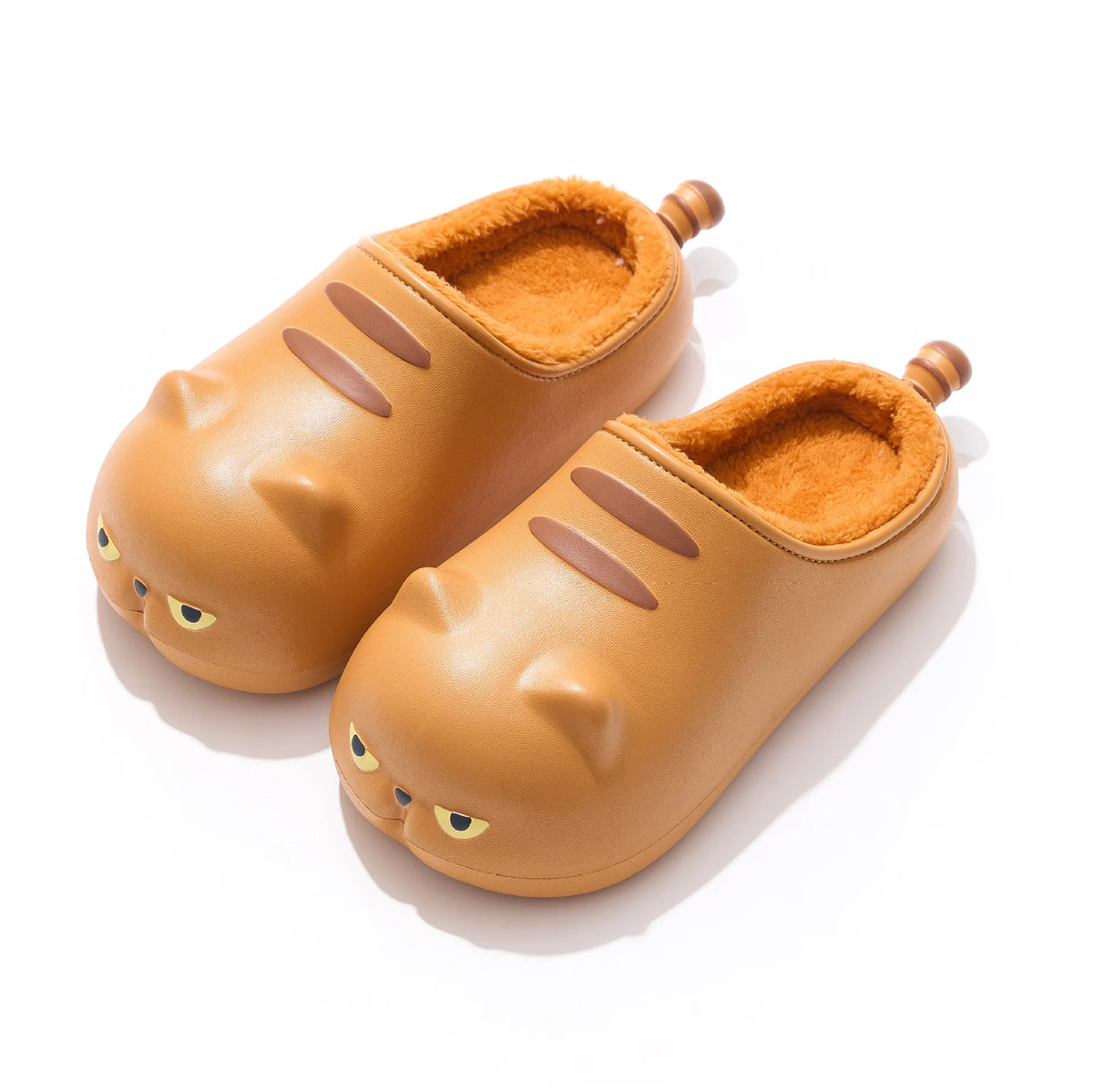 Lorilury Fuzzy Cat Slippers – Women's Warm Indoor House Shoes Indoor House Slippers Axl Brown yellow 38-39