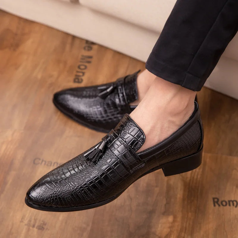 Men's Slip-On Leather Loafers – Breathable Casual Driving Shoes Men's Leather Loafers Axl black 46