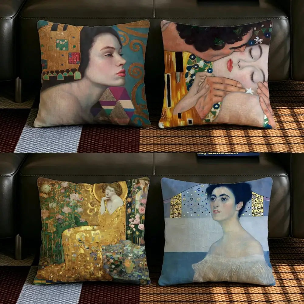 Gustav Klimt Linen Cushion Cover | Sofa, Bed & Chair Decor Linen Cushion Cover Axl