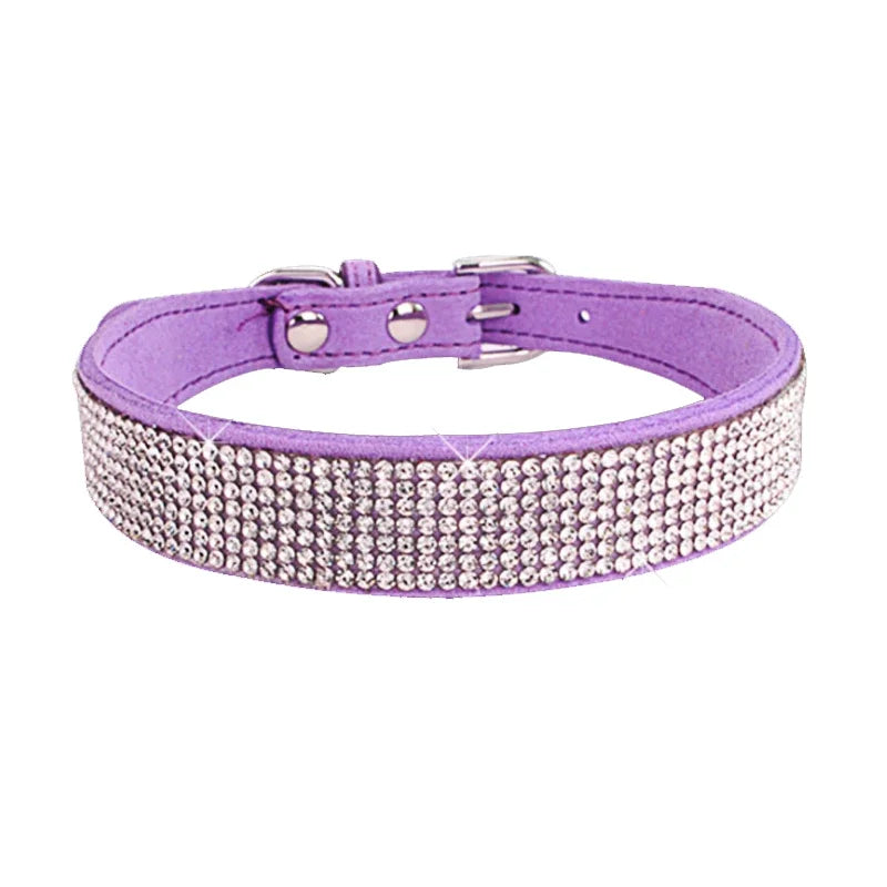 Rhinestone Crystal Dog Collar – Bling Pet Collar for Small Dogs Rhinestone Pet Collar Axl PURPLE L