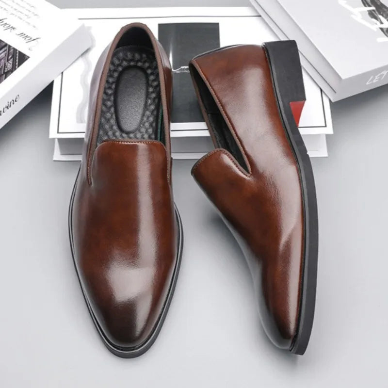 Men's Red Sole Pointed Toe Loafers – Slip-On Business Dress Shoes Men's Dress Loafers Axl
