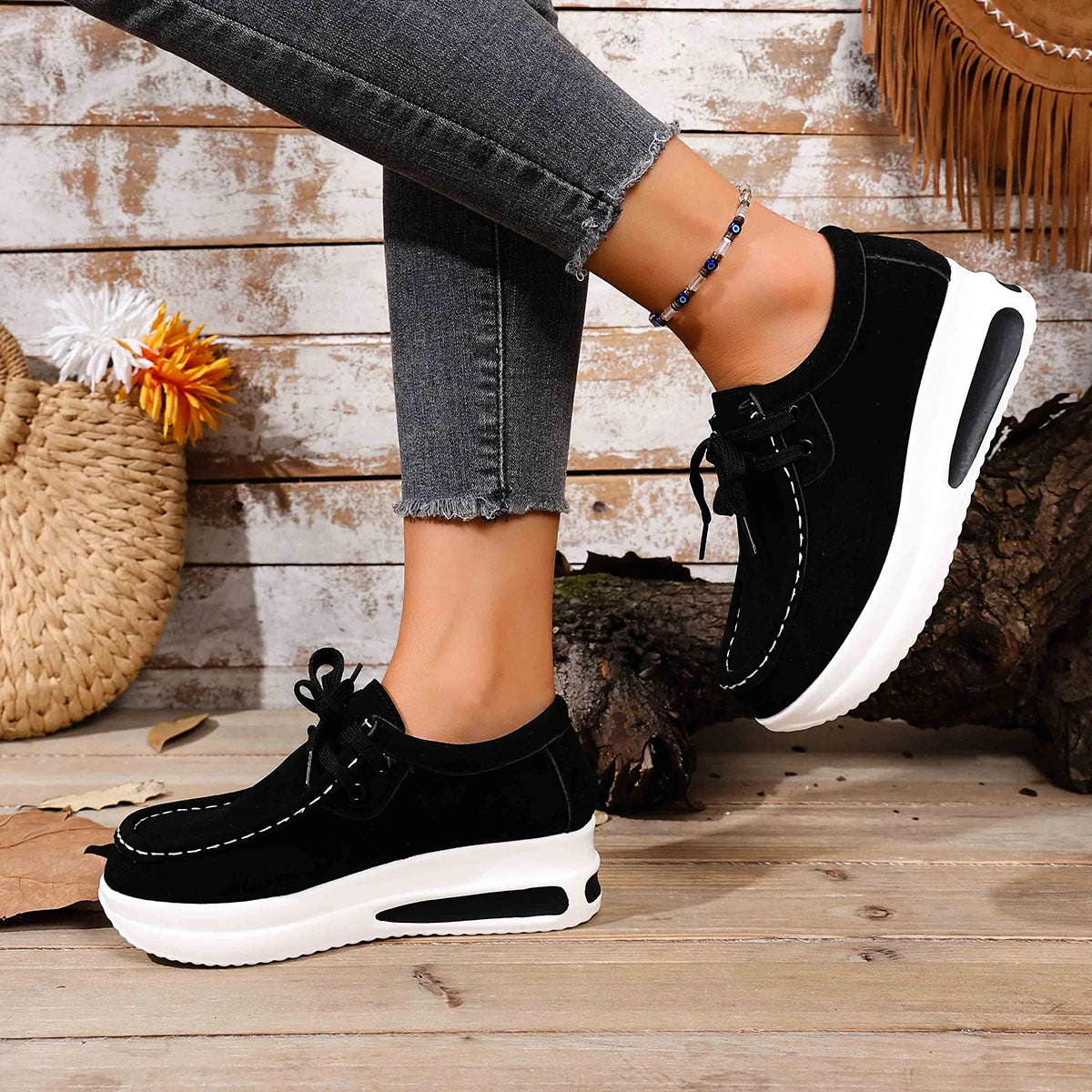 Women's Breathable Lace-Up Sneakers – Thick Sole Casual Shoes Women's Sneakers Axl